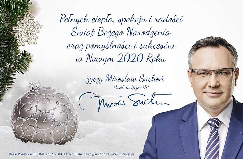 Świąteczne Życzenia składa Poseł na Sejm RP Mirosław Suchoń